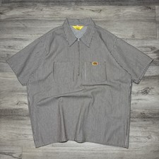 Vintage Ben Davis Yellow Tag Stripe Zip Faded Distressed Work Shirt Made USA XL