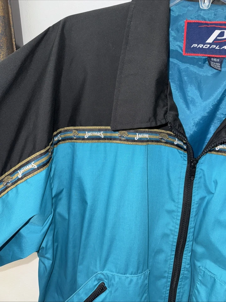 Jacksonville Jaguars Proplayer Football Windbreaker Mens Medium Vintage - Image 3 of 4