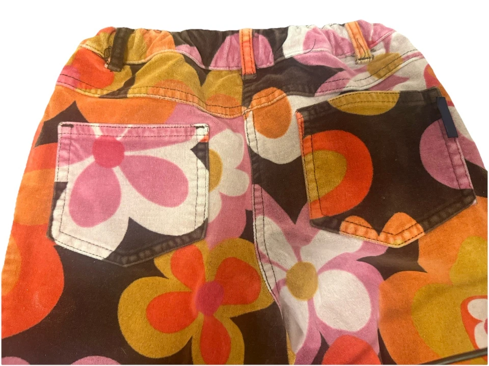 迷你紧身女孩裤子尺寸 7/8 嬉皮花卉印花喇叭裤超柔软! — 第 2/4 张图片