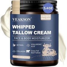 Beef Tallow for Skin, Grass Fed Whipped and 5.4 Fl Oz Pack of 1