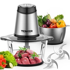 TENKER Food Processor, Electric Chopper with 2 Bowls (2L+2L), 2 Black 