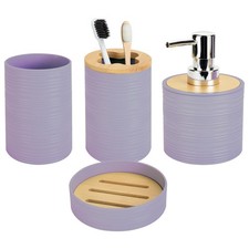 4 PCS Lavender Bathroom Accessories Set, Includes a Soap Dispenser, Toothbrus...