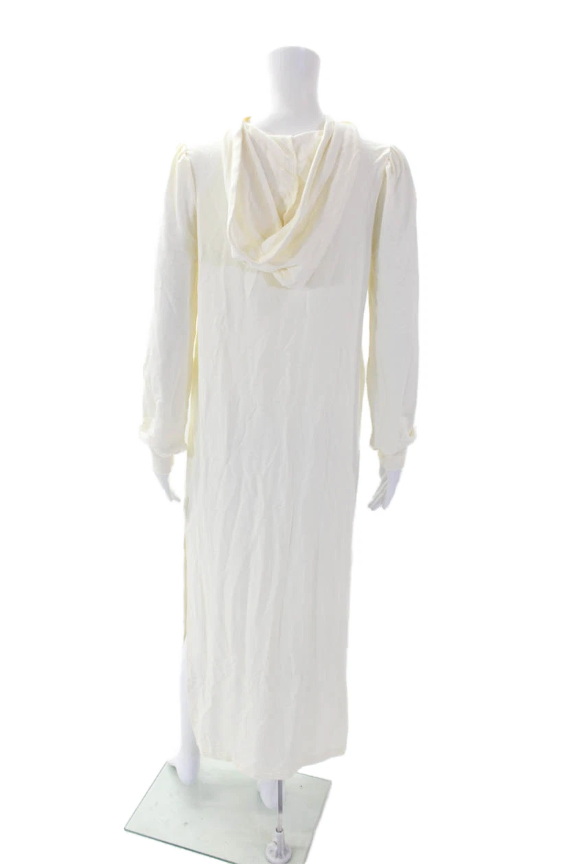 OFF WHITE Abito maglione donna Z Supply maniche lunghe con cappuccio bianco sporco taglia small