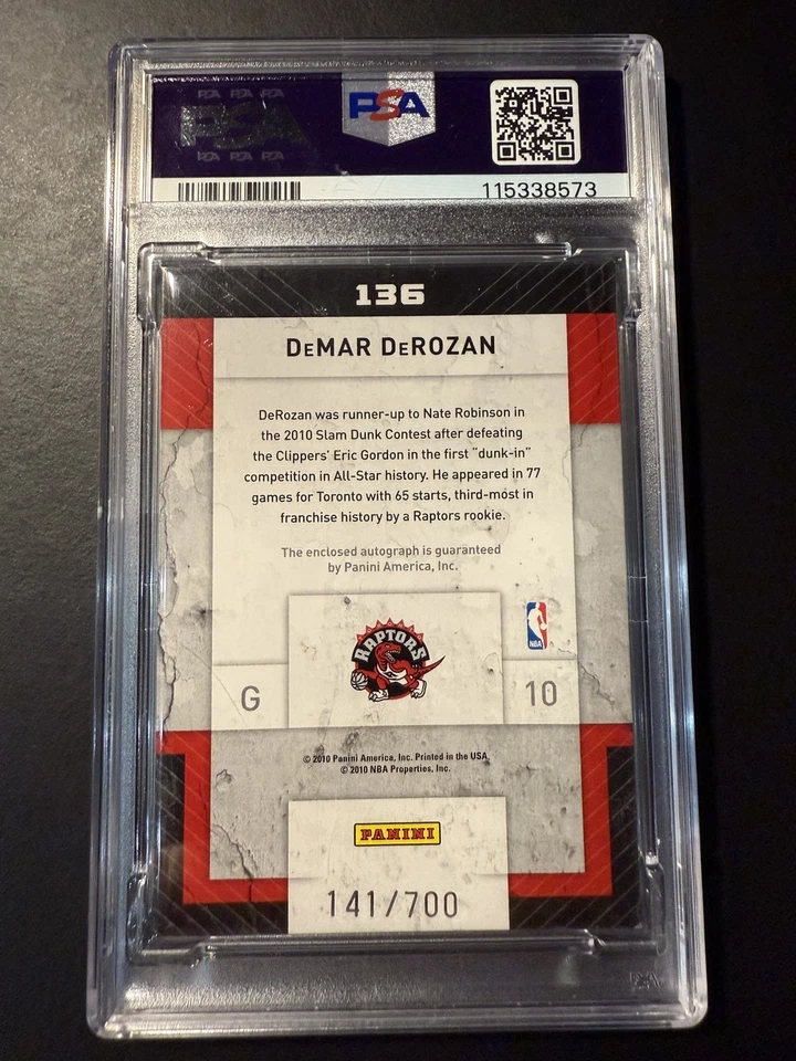2009-10 Panini Threads Rookie Letter Patch RC Auto DEMAR DeROZAN /700 - Image 2 of 2