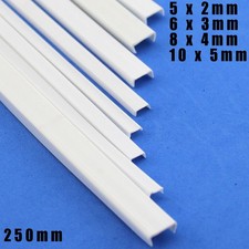 ABS Plastic Strip U Channel Tubes Profile Rods Bar Scratch Building Length 250mm