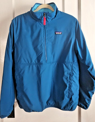 Patagonia Woman blue Glissade reversible half zi pullover sweater Sz L 25290