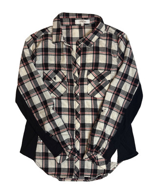 Eden & Olivia Flannel Button Down Roll Up Long Sleeve Plaid Women s Size Large