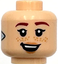 Lego New Light Nougat Minifigure Head Dual Sided Female Eyebrows Smile Freckles