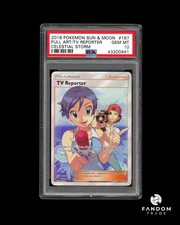 tv reporter pokemon card TV Reporter Full Art Ultra Rare Trainer #167/168 S/M Celestial Storm Holo  PSA 10