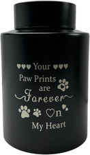 Elegant Paws Engraved Pet Cremation Urn for Dogs  Cats - Medium Black