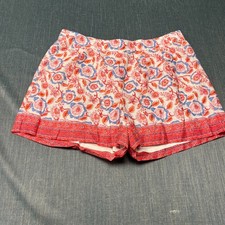 Vineyard Vines Women's Shorts Size L Orange Blue White Floral Print Pull On