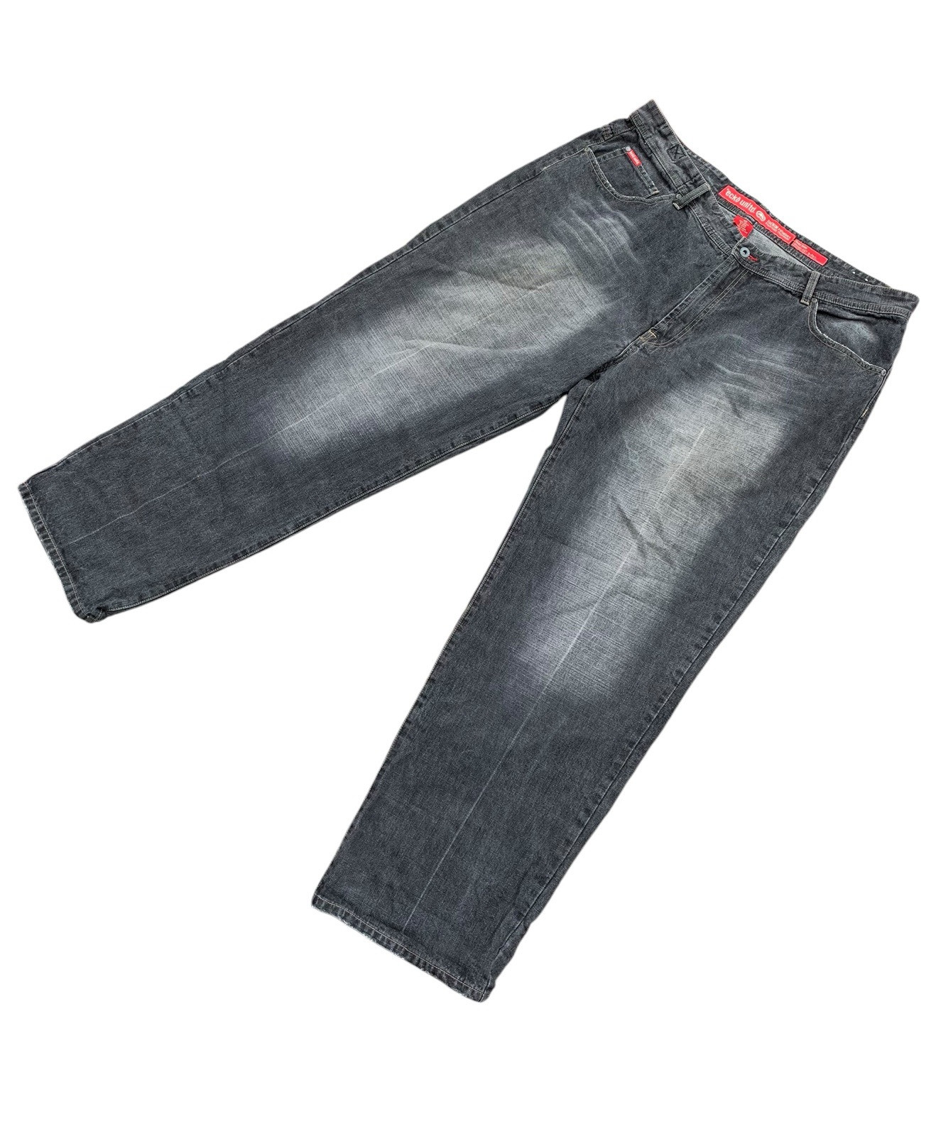 Y2K Ecko Unlimited Faded Black Wash Baggy Fit Denim Jeans 42x34 Skater Hip Hop