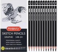 Professional Drawing Sketching Pencil Set, 12 Pieces Graphite Pencils(14B - 2H),