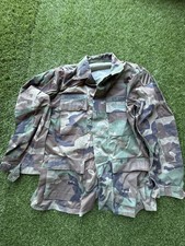 US Military BDU Jacket Medium Long Woodland Camo Combat Fatigues Button Up