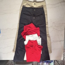 School Uniform Set: 6 Pieces: Short Sleeve Polo Shirts  Pants M 10/12