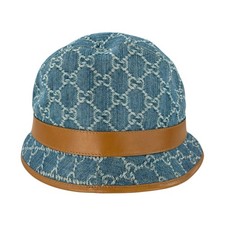 NWT Gucci Brella Cloche Size L 58cm Nylon Bucket Hat Blue Gold GG Marmont $599 Gucci Blue Polyester GG Cloche Bucket Hat Size M 57 cm main image 3