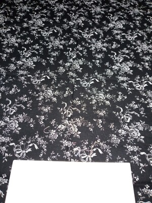 Joan Kessler Concord Fabrics Black Background White Floral Lot of 2 Pieces