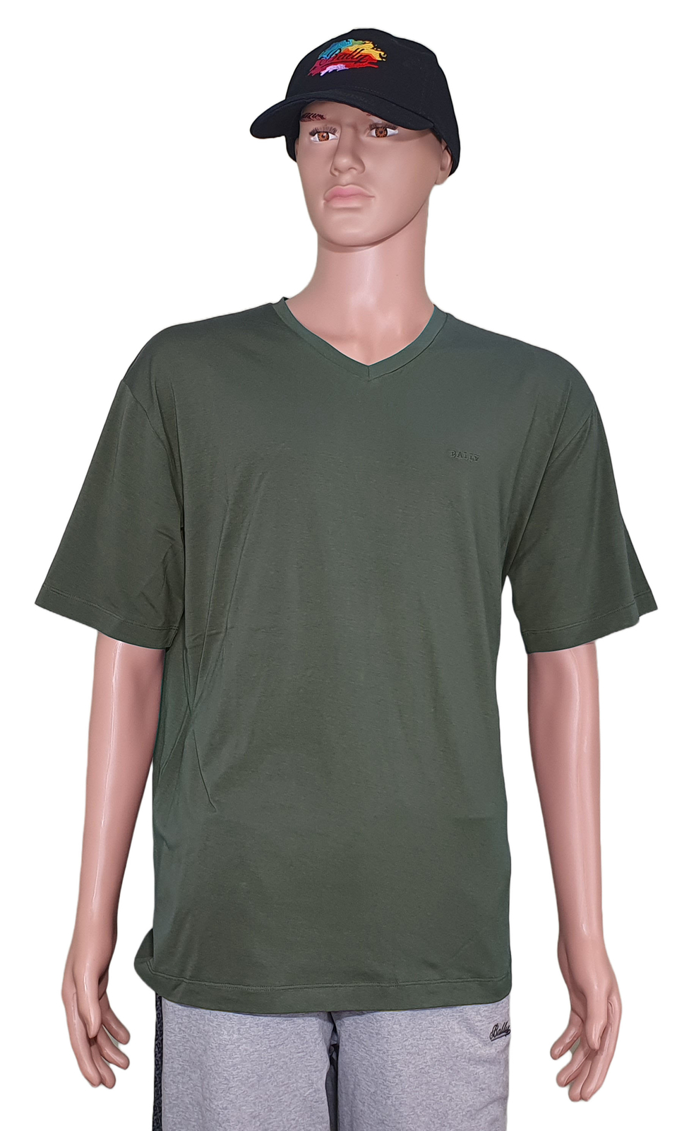Мужская хлопковая футболка с V-образным вырезом и логотипом Bally 6301169 Forest Green цена 290 руб 17790₽