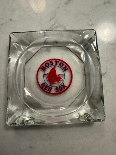 Vintage Antique Boston Red Sox Glass Ash Tray Cigarette Rare Baseball - Picture 1 of 4