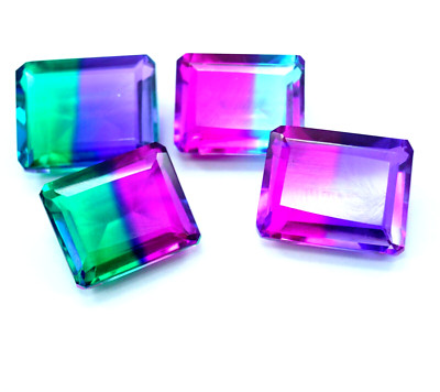 Emerald Cut 4 Pcs Natural 433 Ct Certified Multi-Color Tourmaline Loose Gemstone