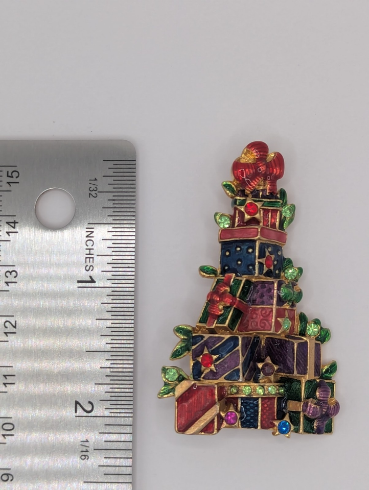 Christopher Radko Stacked Presents Christmas Tree Pin Vintage in Box ...