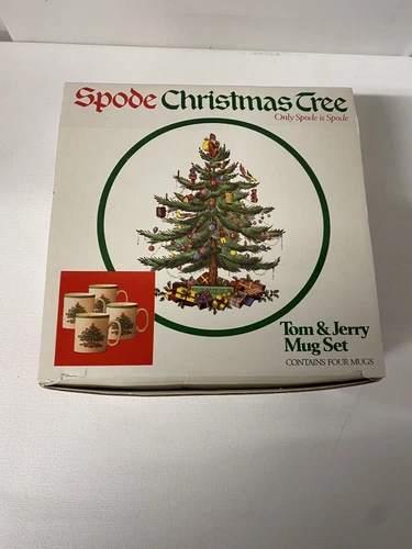 Spode Christmas Tree Set of 4 “Tom & Jerry” 8oz Mugs with box