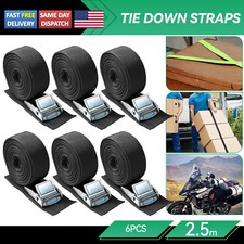 6x 1"x 8' Lashing Straps with Buckles Adjustable Cam Buckle Tie Down Cinch Strap