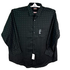 Van Heusen Big  Tall Stain Shield Dots Button-Up Shirt Mens Size 19 /35 Black