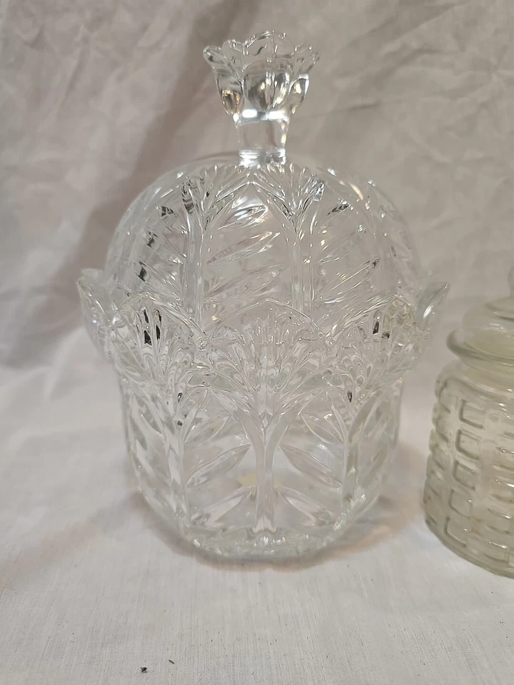 Кристально прозрачная стеклянная сахарница Fifth Avenue American с крышкой миска для конфет - Изображение 2 из 4