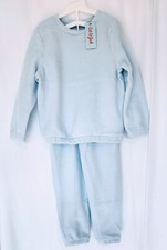 2 Pc Set Girls' Soft Fleece Sweat Shirt Jogger Pant Set Light Blue Cat Jack