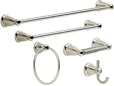 Bathroom Bath Hardware Accessories Set Towel Bar Kit 5 Piece Satin Nickel