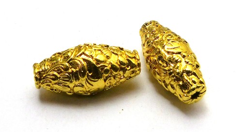 10 Perles Espaceur Ondulées 10x7mm – Plaqué Or 18k – Cuivre, Fait Main (Inde)