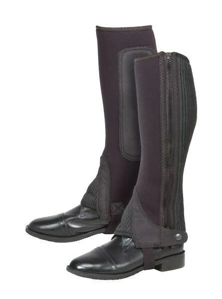 Demi-chaps équitation Tough 1 En Cuir Daim Noir - Taille XL (63-66 Cm) - Neuf