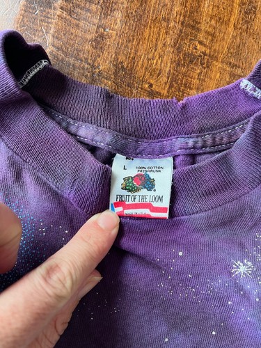 VTG Tie Dye Men's Planets Galaxy Space V Hippie T-shirt Sz Large - Picture 2 of 6
