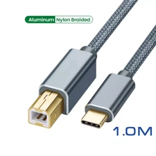 SONILCO USB-C to USB-B 2.0 Cable Nylon Epson,HP,Canon,Brother Printer Scanner