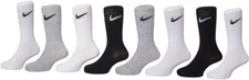 Nike Toddler/Little Boy's Lightweight Sport Crew Socks 8-Pairs Fits Shoe 10C-3Y