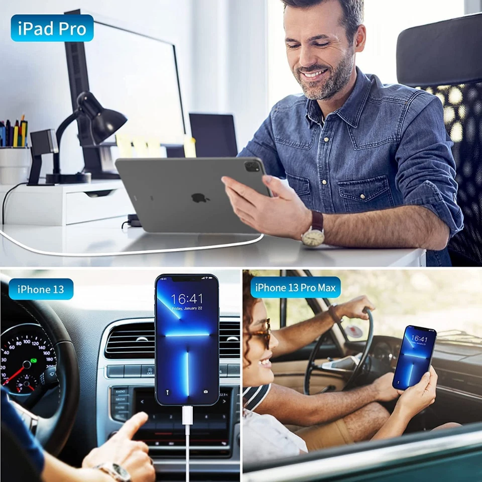 Dual Type C PD Fast 40W Car Charger Adapter Cable For iPhone 15 Pro Max Samsung - image 3 of 4