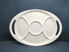 Vintage Jeannette Shell Pink Milk Glass Pattern 5 Part Handled Relish 15 3/4" L