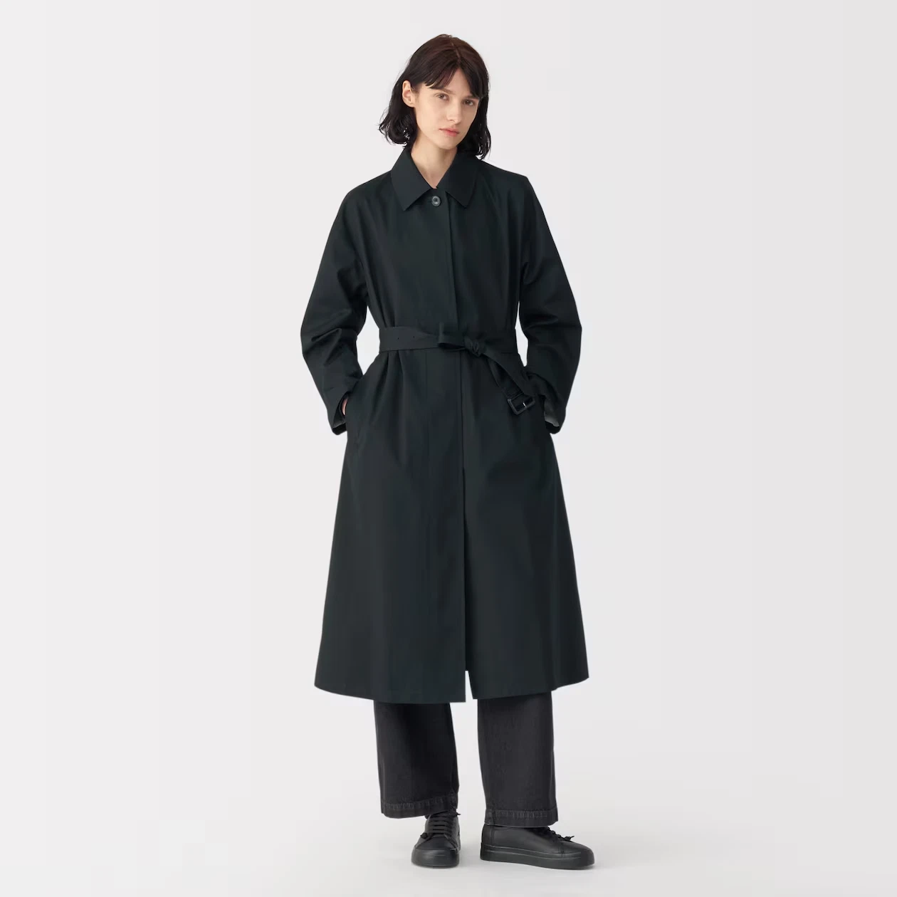 MUJI Labo Womens High Density Cotton Single Breasted Coat Black FedEx
Opens in a new window or tab