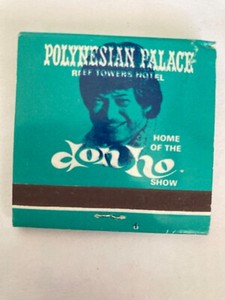 Don Ho Polynesian Palace at Reef Hotel Hawaii Match Book (History Below)