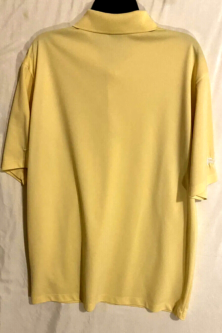 Nike Golf DriFit Mens Yellow XLT Polo Shirt Sleeves Logos In Sleeves