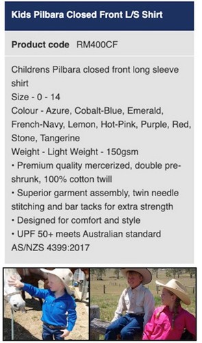 RITEMATE - PACK of 2 - PILBARA CLOSED FRONT LONG SLEEVE *KIDS* SHIRT - RM400CF - Picture 2 of 23