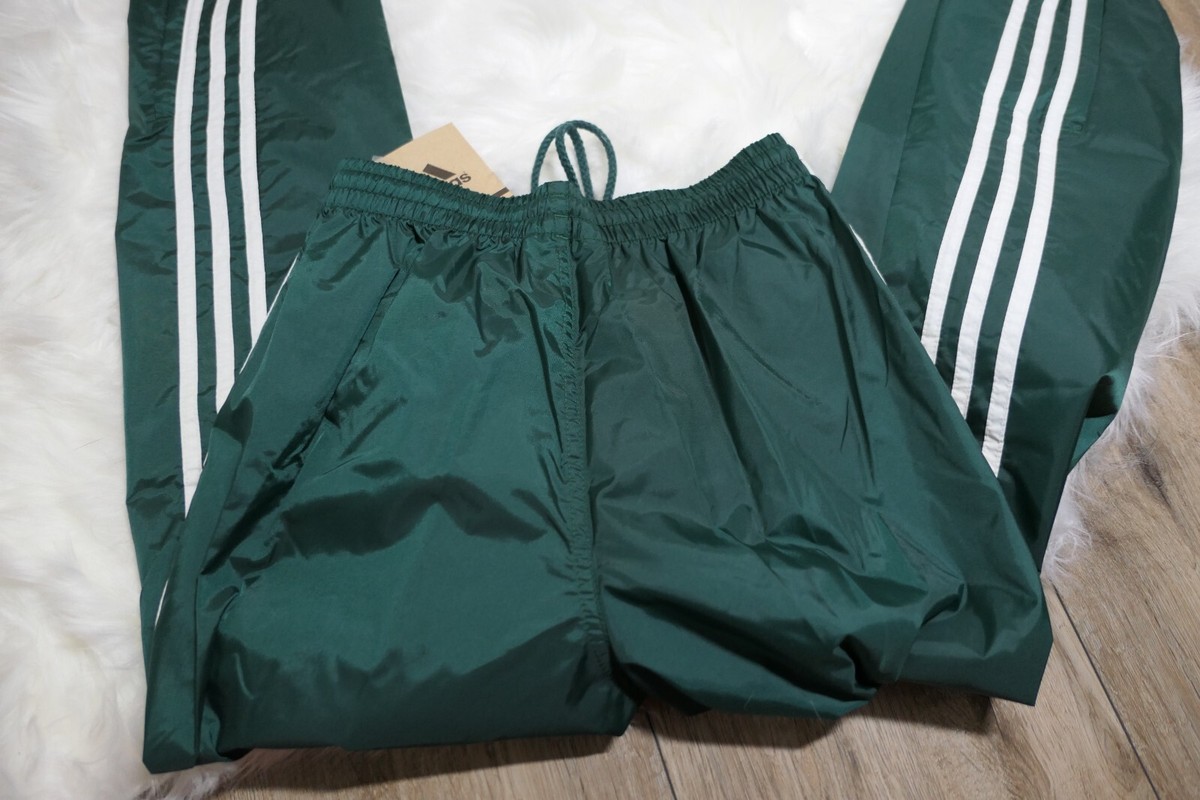 NWT Rare Adidas Vintage Nylon Forest Green Track Pants Youth