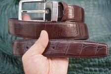 W 1.3  - No Jointed Brown Real CROC LEATHER Skin Men's Belt