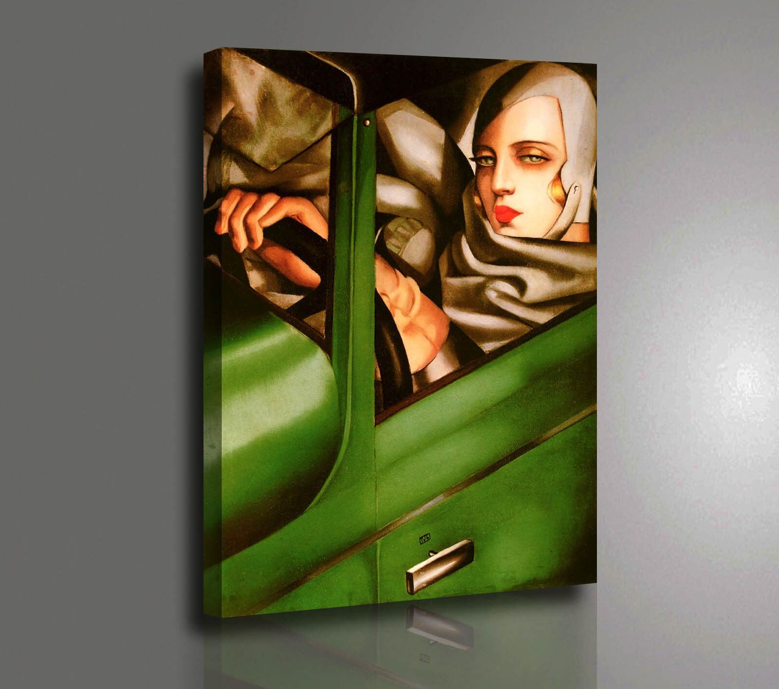 Quadro Tamara de Lempicka Autoritratto sulla Bugatti Verde Stampa su Tela Poster Cena nowy