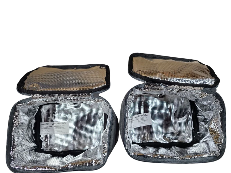 2 bolsas aisladas Evenflo y 6 bolsas de hielo botella de leche enfriador de viaje congelador gris Foto 4 de 4