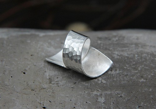 B25 Ring gebogen gehämmerte Optik Sterling Silber 925 - Bild 3 von 5