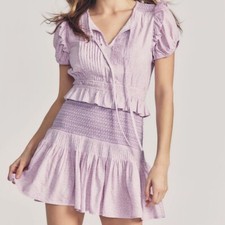 NWT LoveShackFancy Toto Mini Dress Purple Pansy Size Large Retail Price $425