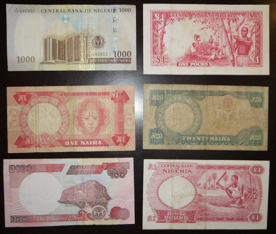 Nigeria 12 pcs all different 1-1000 Naira Phound 1958-2022 - Image 3 of 4