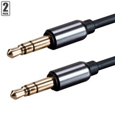 2 Pcs 1FT 3.5mm 1/8" Stereo TRS Male to Male AUX Audio Cable Car Headphone Gold